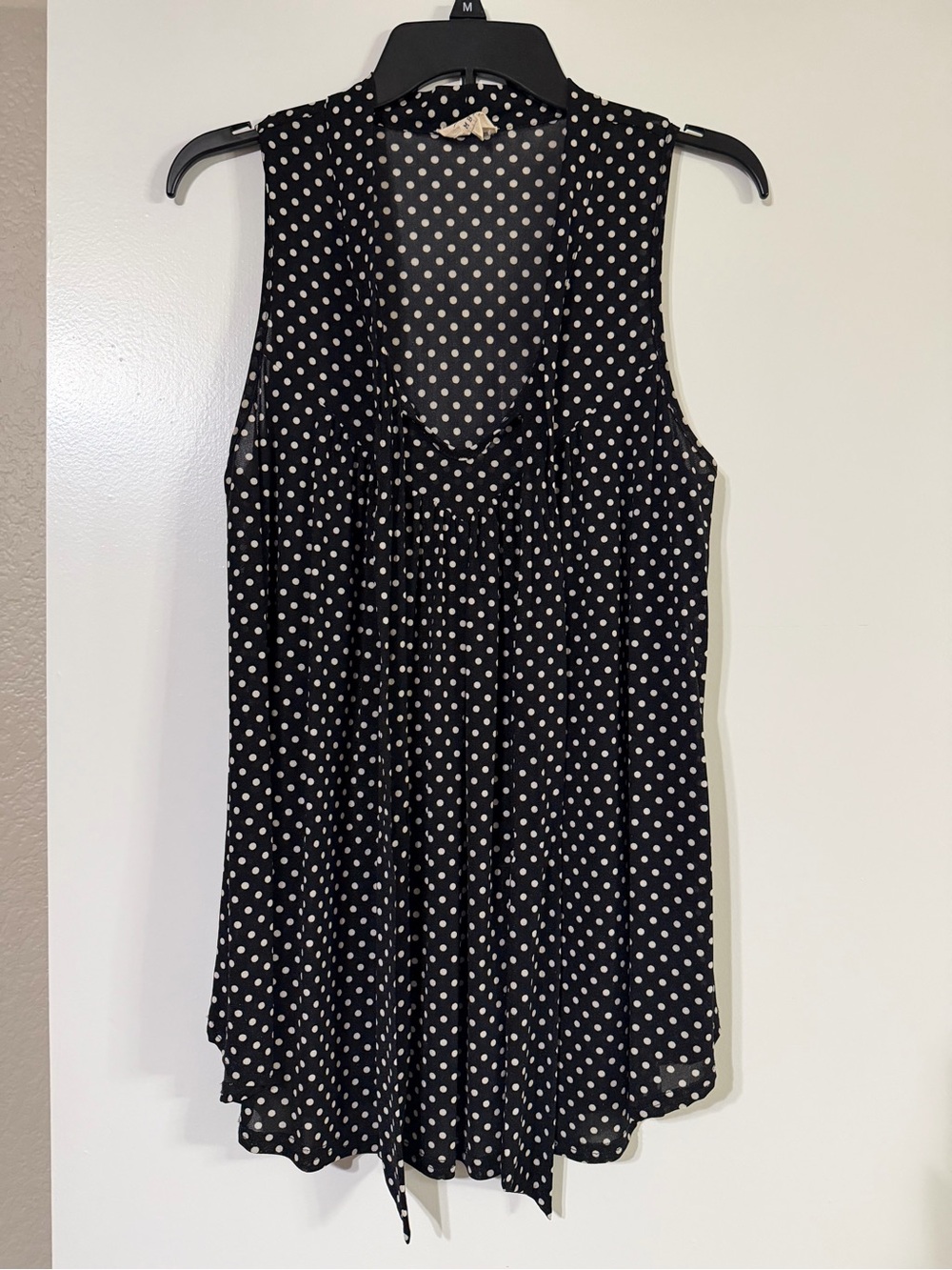 Black Polka Dot Sleeveless Blouse
